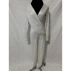 Unbranded Women’s White Sequin Jumpsuit Size Large NWOT